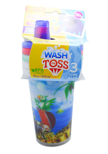 VASO WASH TOSS SET 3 VASOS 300ML/10 OZ NUBY