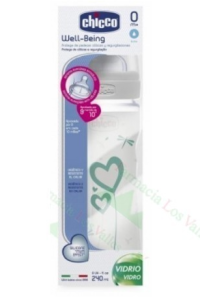 BIBERON VIDRIO 0M+ TETINA SILICONA WELL - BEING 240 ML CHICCO