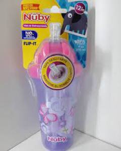VASO PLASTICO FLIT-IT 12M+ X270 ML/9 OZ CON PIPETA NUBY AZUL