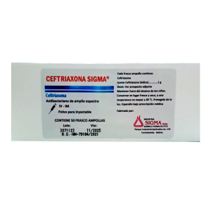CEFTRIAXONA 1G X AMPOLLA SIGMA