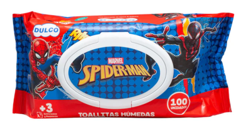 TOALLAS  HUMEDAS DULCO SPIDERMAN  X 100 UNIDADES