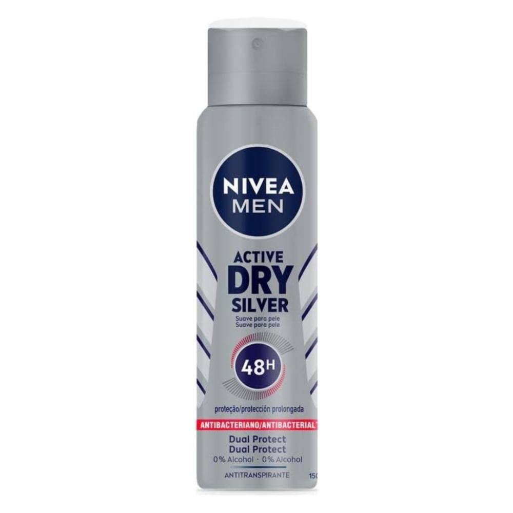 NIVEA DESODORANTE MEN ACTIVE DRY SILVER 48H X 150 ML