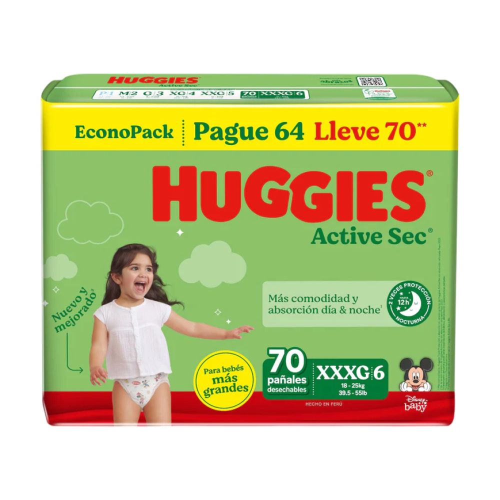 HUGGIES ACTIVE SEC PAÑAL "XXXG"