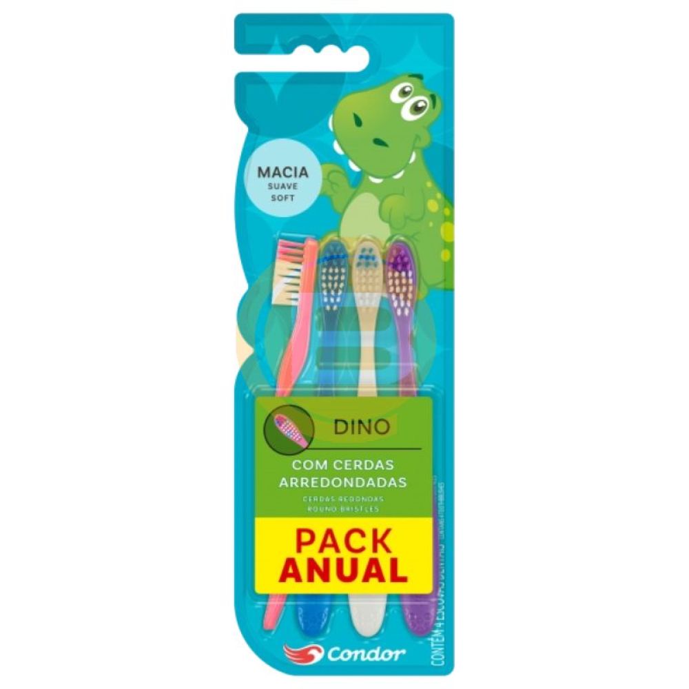DINOSAURIO CEPILLO DENTAL PACK ANUAL X 4 - CONDOR