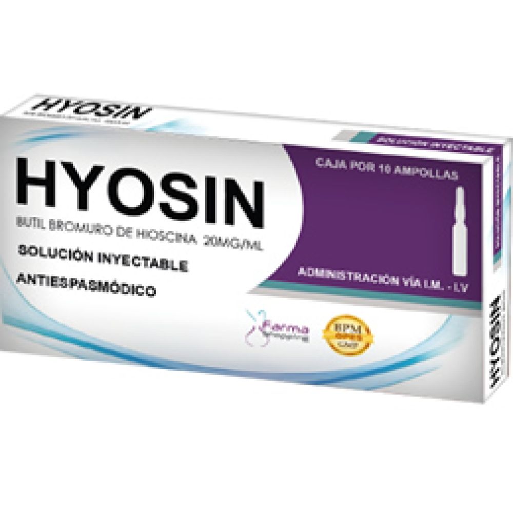 HYOSIN (BUTILBROMURO DE HIOSCINA) 20 MG X AMPOLLA FARMA SHOPPING