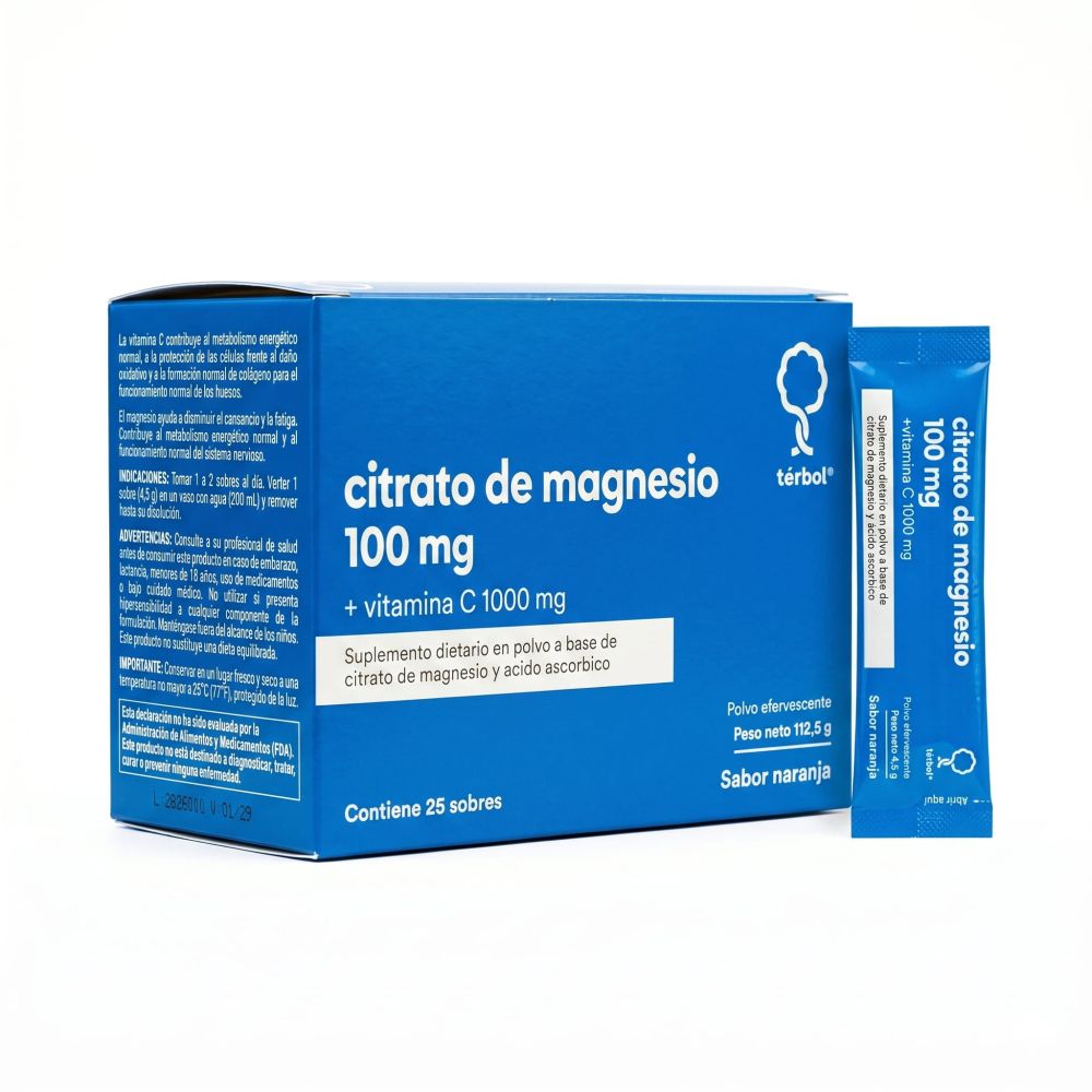 CITRATO DE MAGNESIO 100MG + VITAMINA C 1G X SOBRE
