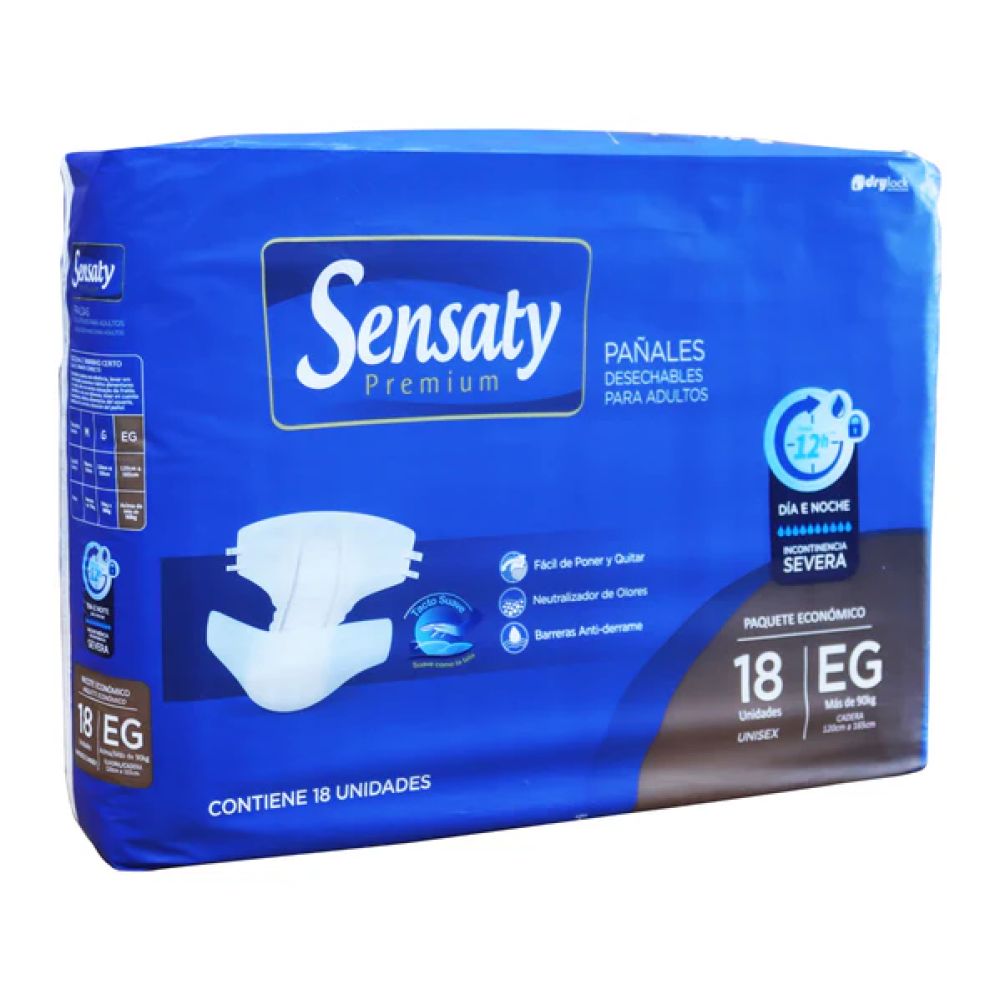 PAñALES SENSATY PREMIUM ADULTOS TALLA E/G X UNIDAD