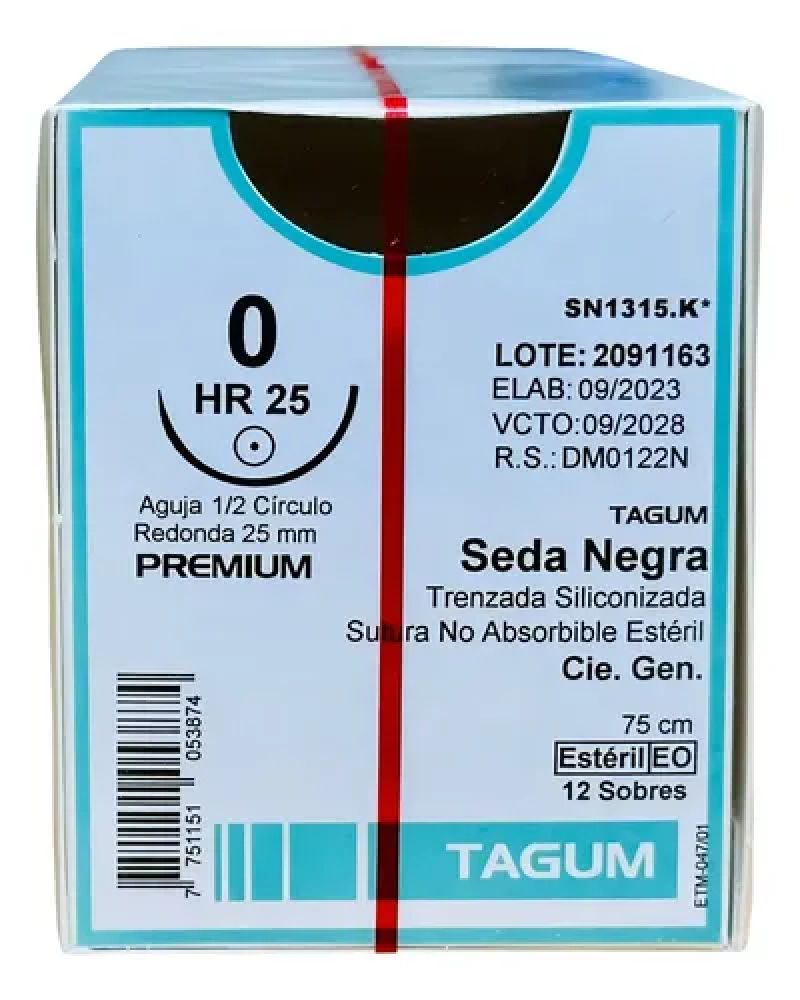 HILO SEDA NEGRA TRENZADA  N°0  MR 25  SUTUMED