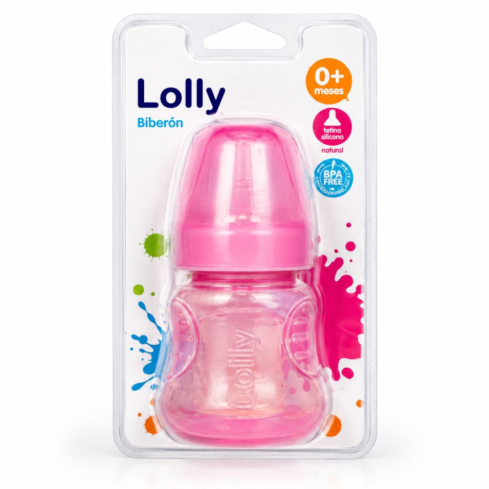 LOLLY BIBERON BOCA ANCHA CLEAN  0M+  X 160 ML ROSADO