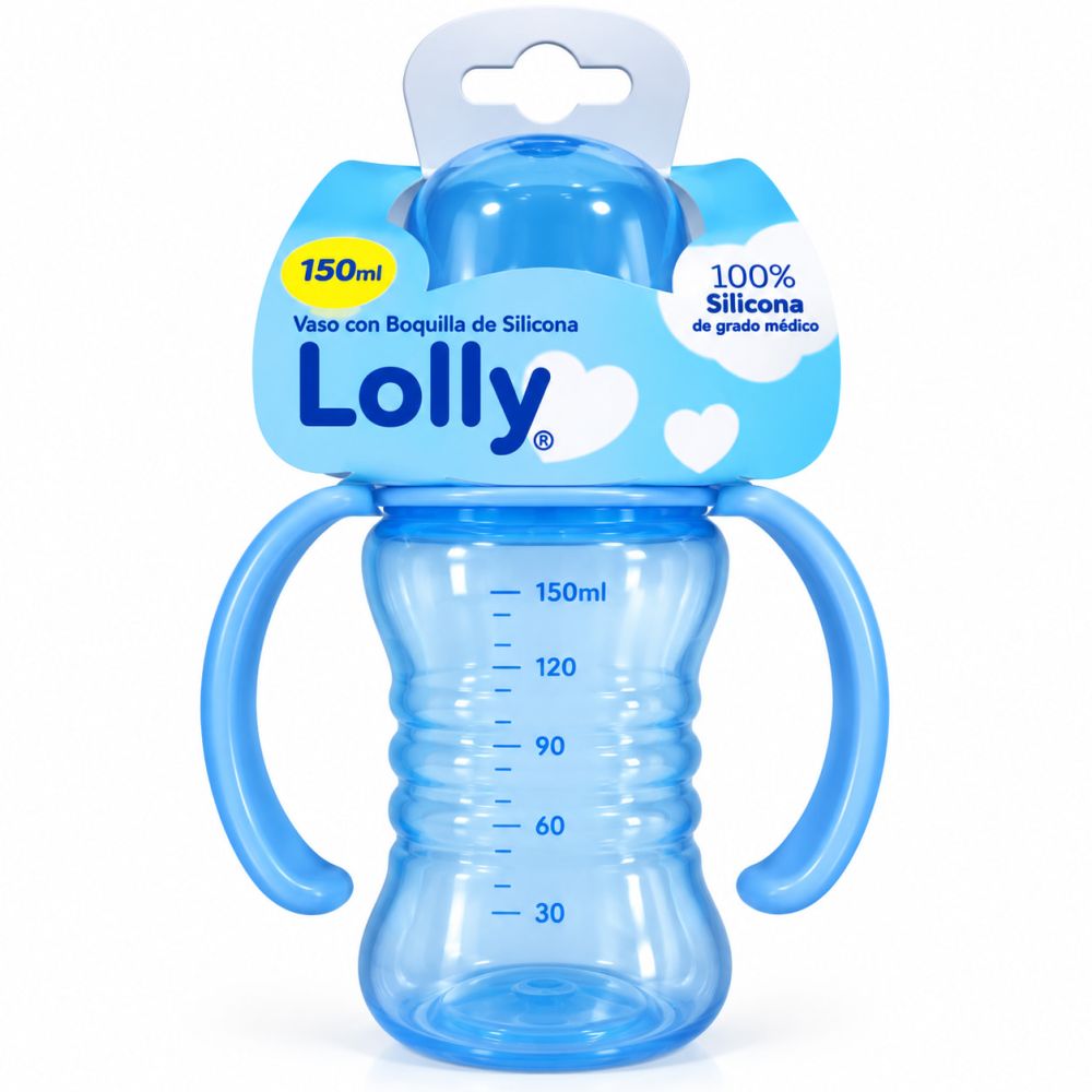 LOLLY VASO CLEAN 150ML C/BOQUILLA DE SILICONA AZUL