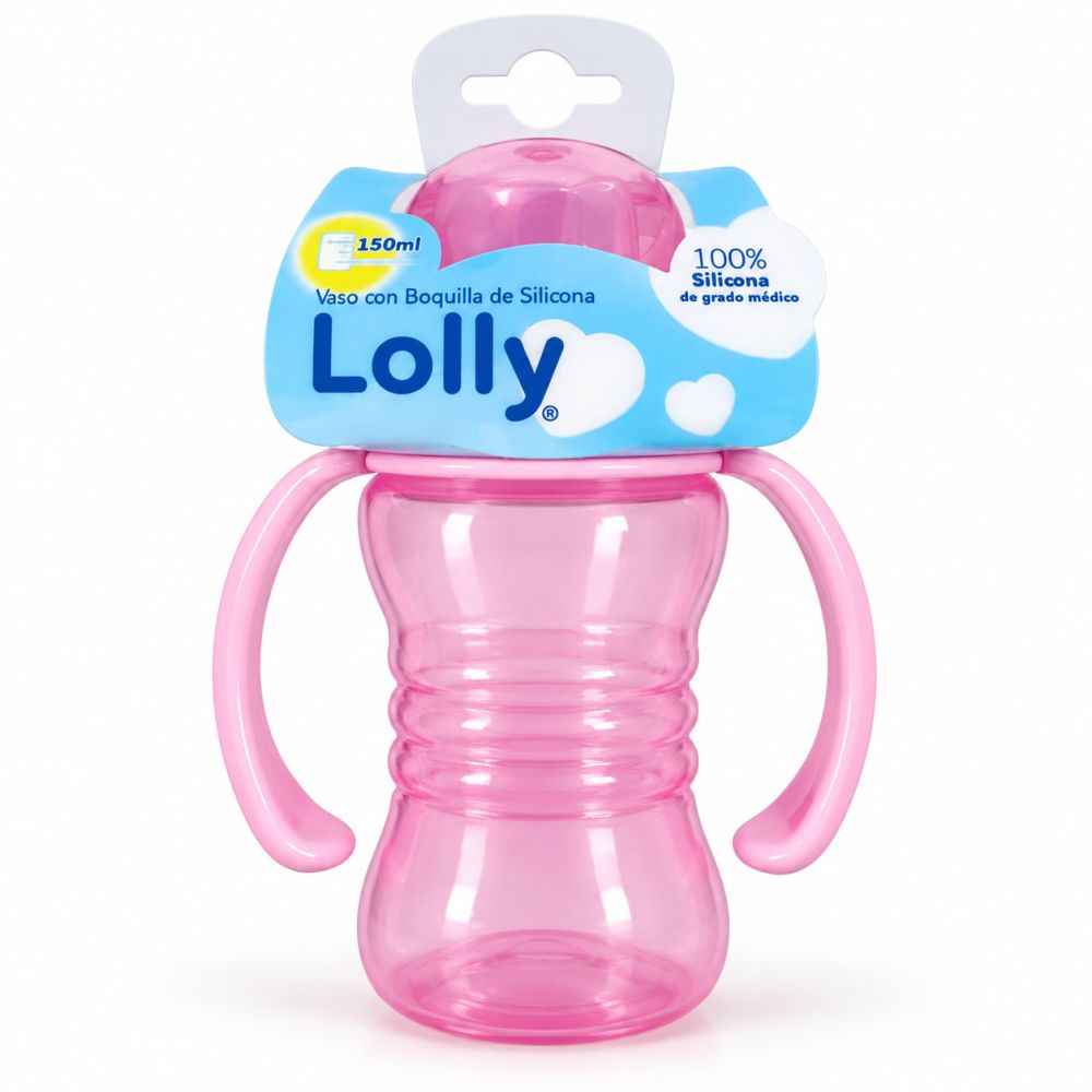 LOLLY VASO CLEAN 150 ML C/BOQUILLA DE SILICONA ROSADO